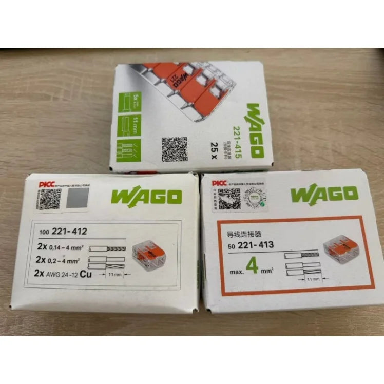 WAGO 221‑412/413/415/2401/2411/612/613/615 Multi‑box Set LeverWire Connector, Reusable Electrical Terminal Block for Home Wiring