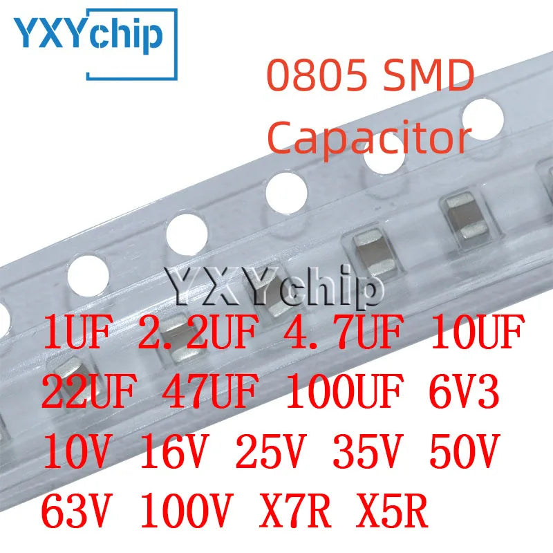 20PCS 0805 2012 SMD Capacitor 1UF 2.2UF 4.7UF 10UF 22UF 47UF 100UF 6V3 10V 16V 25V 35V 50V 63V 100V X7R X5R K=±10% M=±20%