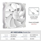 Teucer AF 14025 PC Case Cooling Fan 12V 4Pin PWM MHDB Hydraulic Bearing White 14CM Silent Fan for Computer Radiator Ventilator