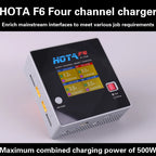 HOTA F6 QUAD-CHANNEL SMART Charger DC1000W 4*15A for Lipo LiIon NiMH Lipo Battery Balance Charger Discharger with USB 45W Type-C