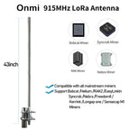 915MHz & 868MHz,12dbi High-Gain LoRa & GSM Antenna for Hotspots & Miners,N-Female Connector,43inch Length,with 32ft RP-SMA Cable