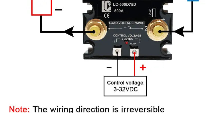 LCTC DC Control DC Solid State Relay 500A 1000A With Radiator SSR Heat Sink High Power Controller 3-32VDC LC-500D75D