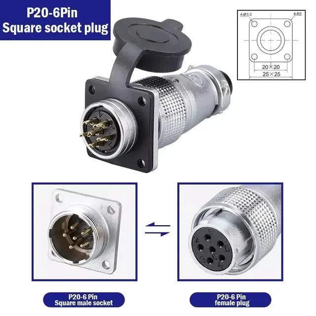 PLS20 Aviation Connector WS20 TP20 Opening Diameter 20mm 2/3/4/5/6/7/8/9/10/12 Pin Male Female Aviation Plug Aviation Socket