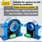 AC/DC Current Transducer 0-100A 0-200A 0-500A 0-1000A to 4-20mA 0-10V 0-5V 1-5V RS485 25mm AC Current Transmitter Sensor