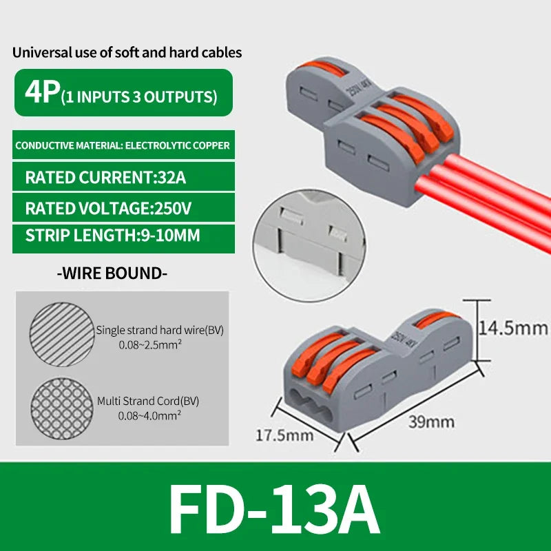 10/100Pcs Lever Wire Connectors, Compact Splicing Wire Connector, 2 3 5 Way Electrical Connectors, for Quick Connect 28-12 AWG