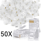 Clear Pass Through RJ45 Cat6/Cat5e Connectors DIY Crystal End Gold-Plated 8P8C Crimp UTP Standard Ethernet Network Modular Plug