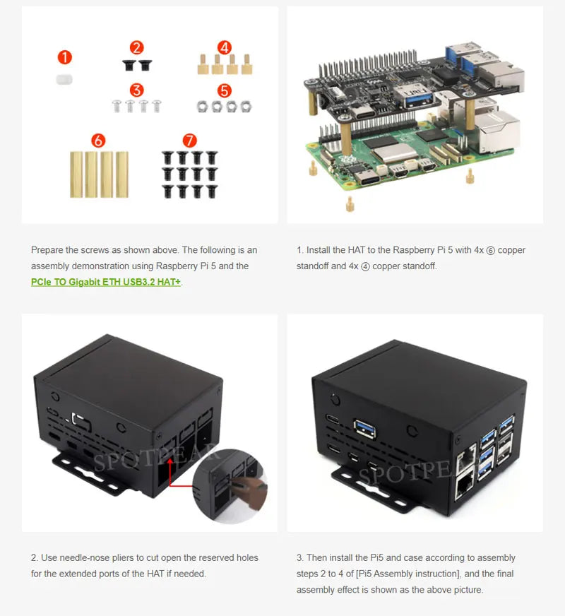 Raspberry Pi 5 Industrial grade large space metal Case D For PoE HAT/official Active Cooler PCle