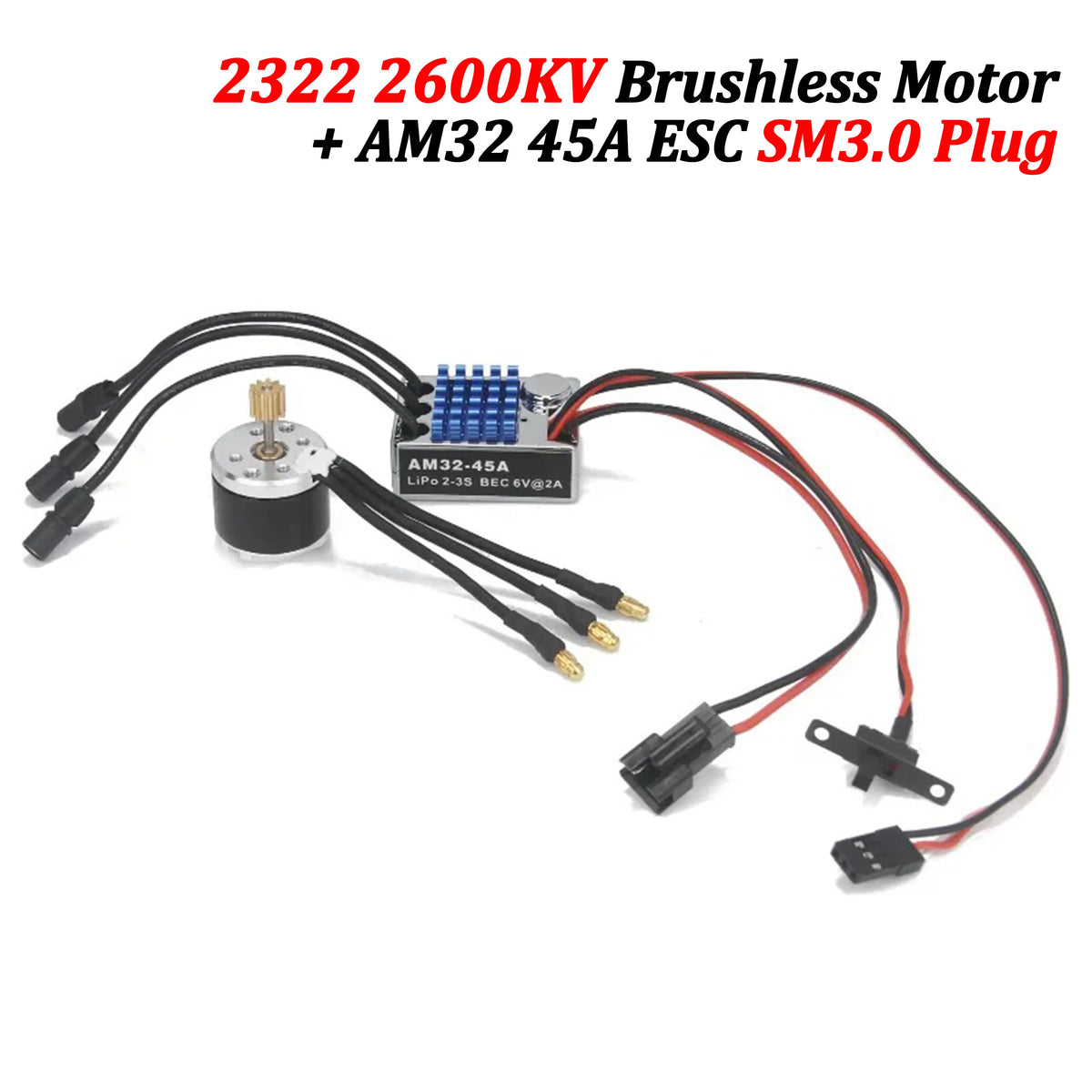NEEBRC 2322 2600KV Outrunner Brushless Motor AM32 45A Brushless ESC for 1/12 RC Cars Crawler Upgrade Kit MN99S MN82 MN168 MN78
