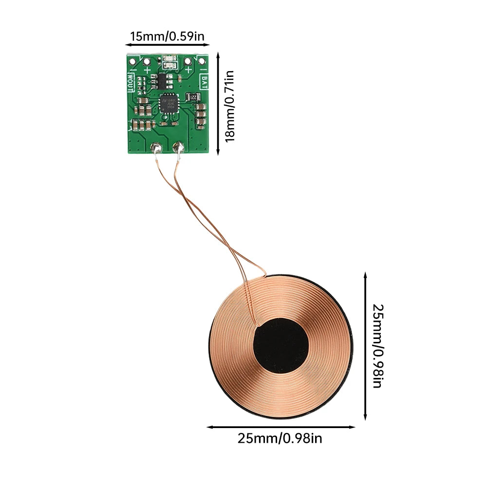 5W Wireless Charging Module PCBA Module Small Coil Lithium Battery Charging Built-in 3.7V Lithium Battery Modification Scheme