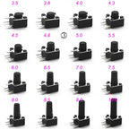 50PCS 4.5X4.5MM 4Pin DIP H=3.5/3.8/4.0/4.3~12mm 12V Tiny Button Tact Switch 260GF Momentary Tactical Push Button Parts Repair