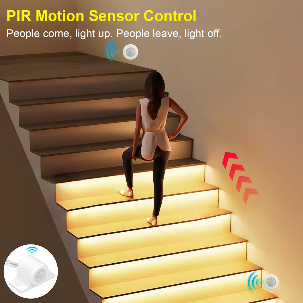 COB LED Strip PIR Motion Sensor Stair Lights Kit Step by Step Control Indoor Smart Staircase Lighting Controller with Main Line