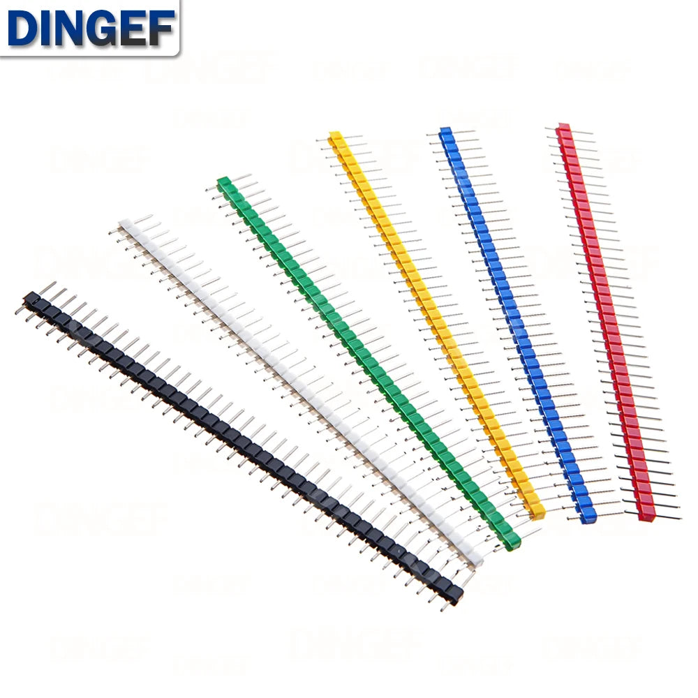 10PCS 1X40Pin Breakable Pin Header 2.54mm Single Row Male Header Connector PCB Pin Strip for Arduino Yellow Red White Black