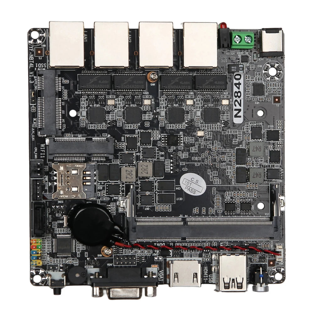 120x120mm Mini ITX X86 PC Motherboard intel Celeron N2830 CPU 4x 2.5G Ethernet HDMI VGA 2xUSB Mini PICE SIM Slot SATA mSATA