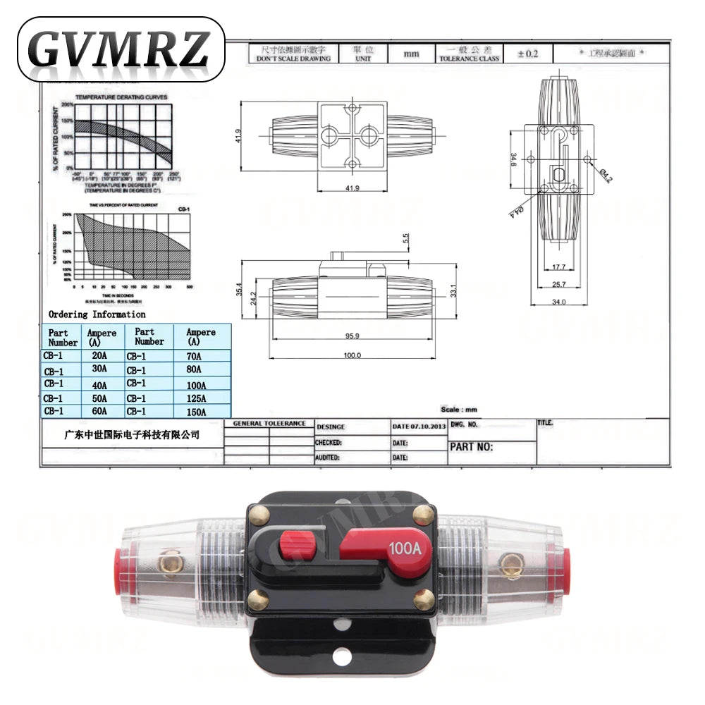Car Battery Fuse Automatic Reset Audio Stereo Amplifier Fuses Overload Protection Adapter Auto Accessories 15A 20A 30A 40A 50A