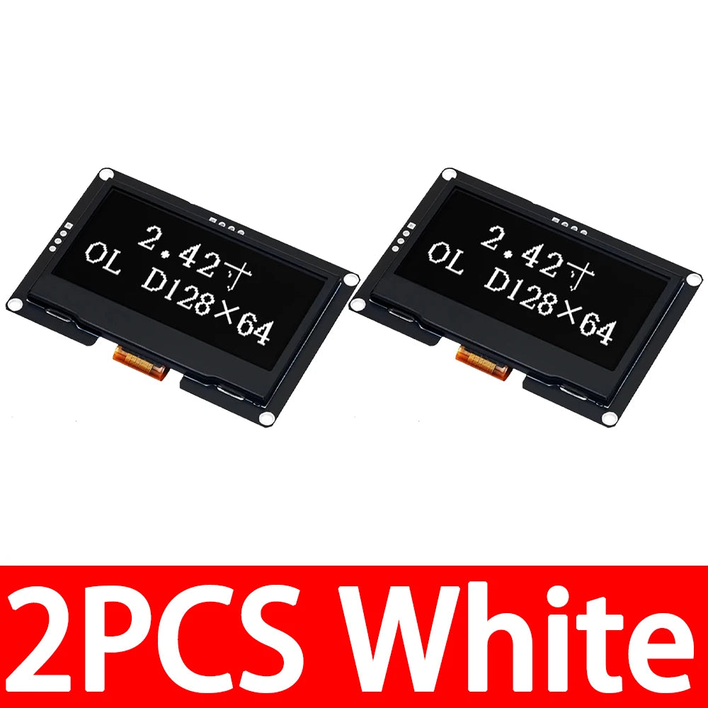 GREAT IT  2.42" 2.42 inch LCD Screen White BLUE 128x64 OLED Display Module IIC I2C SPI Serial for C51 SPD0301