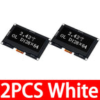 GREAT IT  2.42" 2.42 inch LCD Screen White BLUE 128x64 OLED Display Module IIC I2C SPI Serial for C51 SPD0301