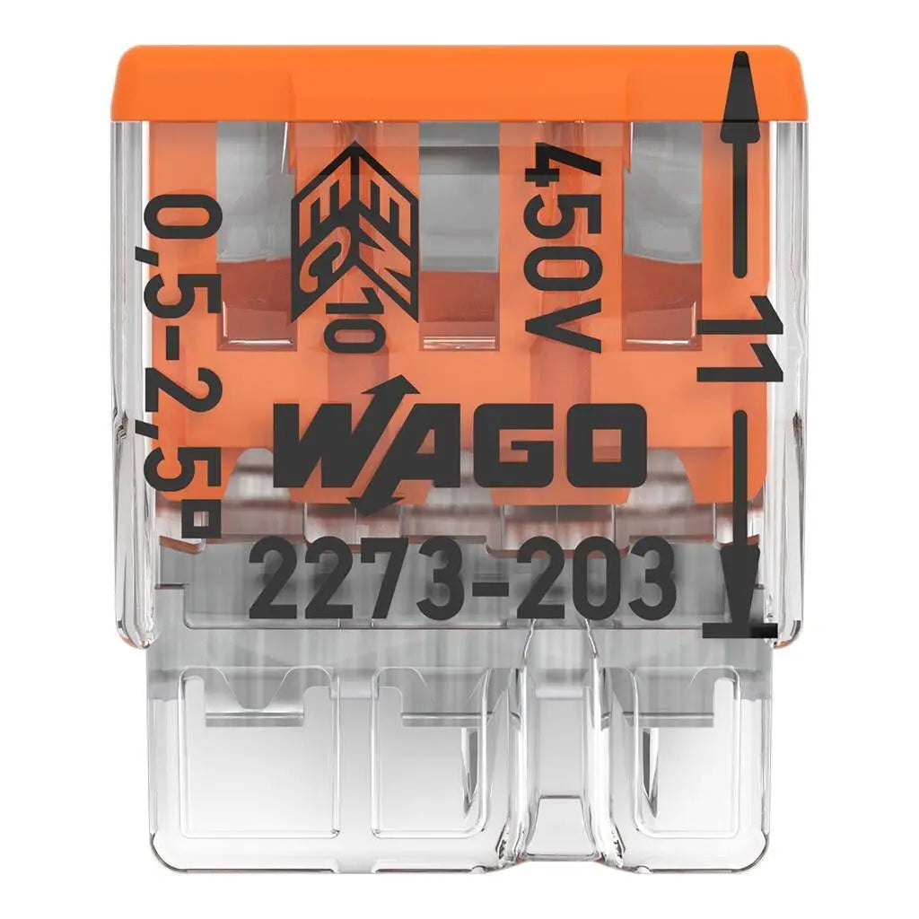 Original WAGO 2273‑202‑208 Push‑in Wire Connector 2‑8P Compact Splicing Terminal for Junction Box Solid Copper Wire 0.5‑2.5mm²