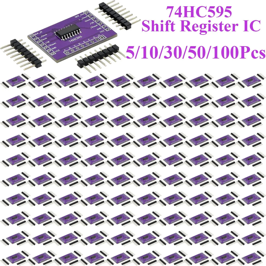 5~100Pcs 74HC595 8 Bit Serial To Parallel Shift Register IC Open Drain CMOS Chip Low Power Serial Output Electronic  Block