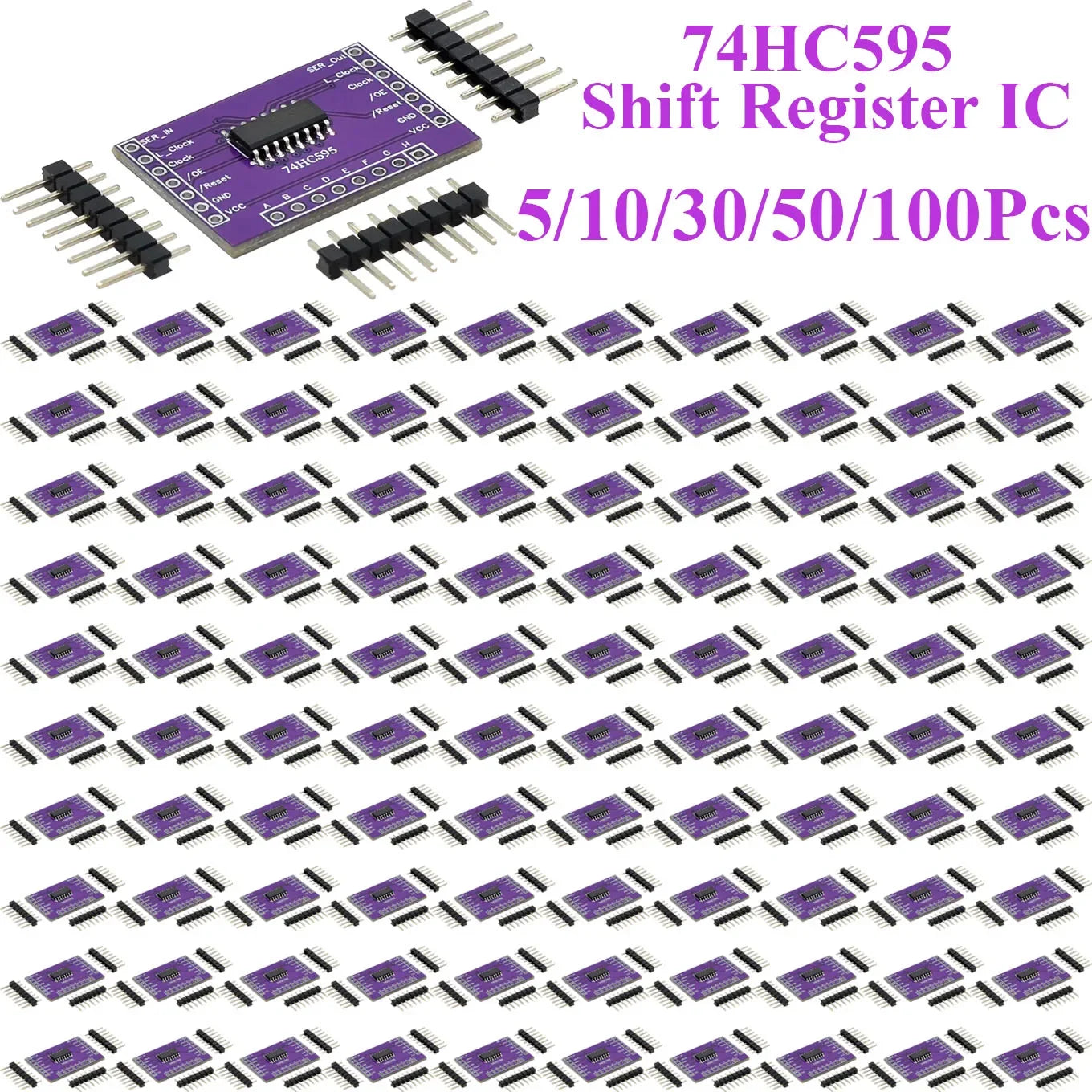 5~100Pcs 74HC595 8 Bit Serial To Parallel Shift Register IC Open Drain CMOS Chip Low Power Serial Output Electronic  Block