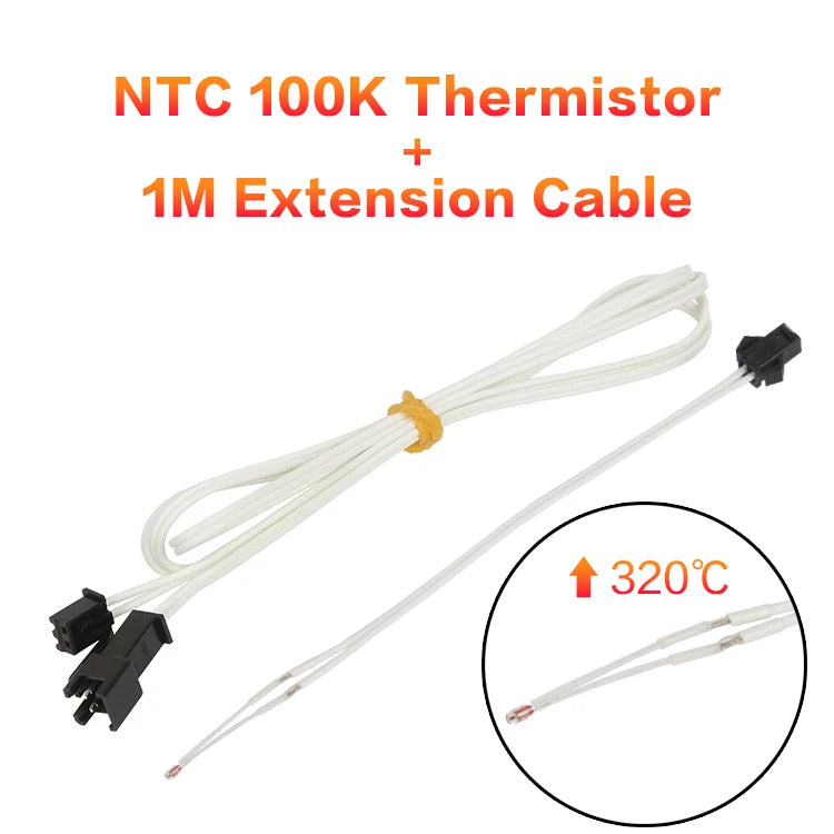 3DSWAY 3D Printer Parts HT-NTC 100K ohm B3950 Thermistor Cartridge Sensor with SM Plug High Temperature for E3D V6 PT100 Hotend