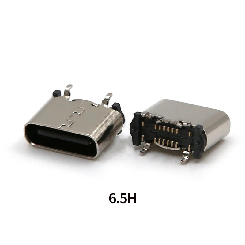 2pcs USB TYPE-C16P Female Socket 180 Degree Vertical USB C Type C 4 Legs SMD DIP Charging Port Connector 5.5mm 6.4mm 6.5mm 7.4mm