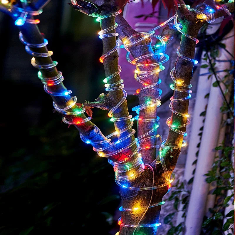 Solar Rope Lights Solar LED Light Path Deck Outdoor Garden Solar String Lights Waterproof Outdoor Lighting Strips 8 Light Modes