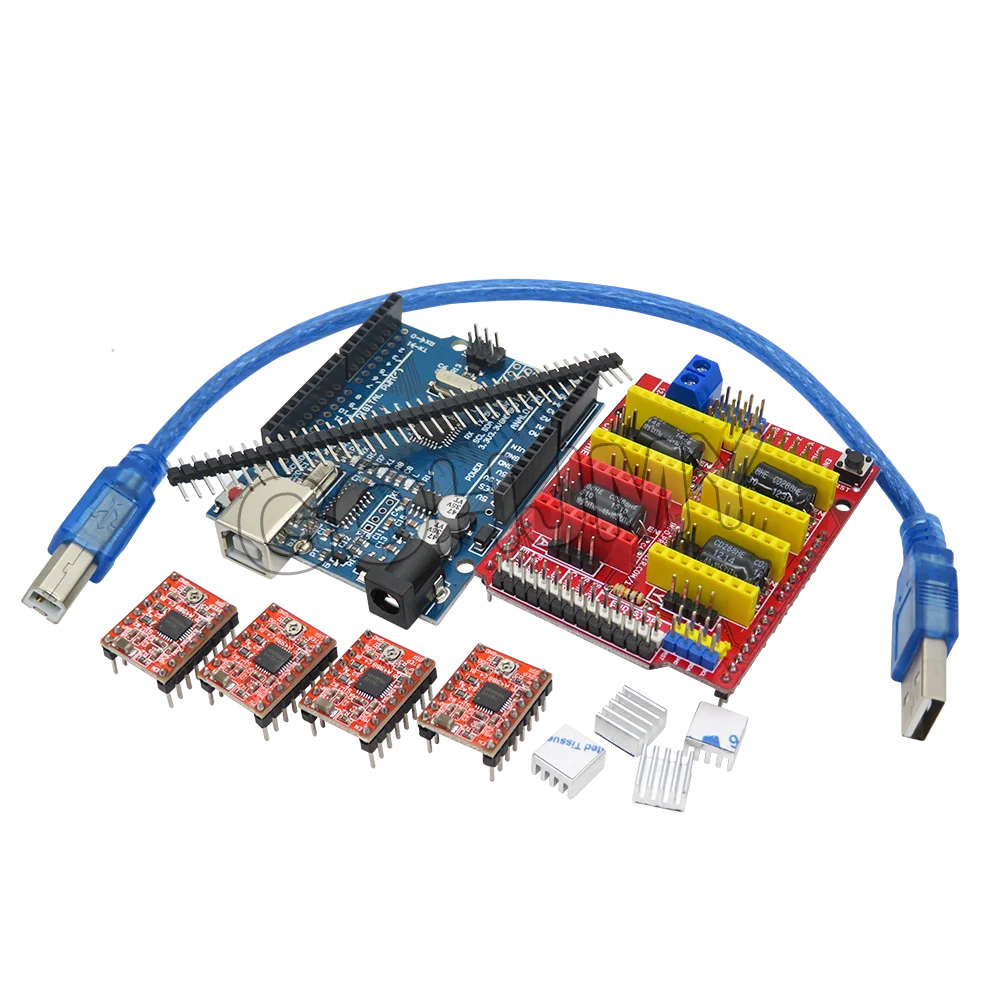 CNC Shield DRV8825 V3 V4 Engraving Machine 3D Printer/ A4988 Driver Expansion Board For Arduino + NANO 3.0 UNO R3 With USB Cable