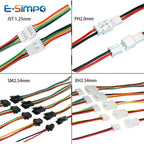10pcs 20cm JST1.25 PH2.0 XH SM2.54 2P3P 4P 5P 6P Male Female Plug Butt-joint Aerial Docking Crimp Terminal Wire Cable Connector