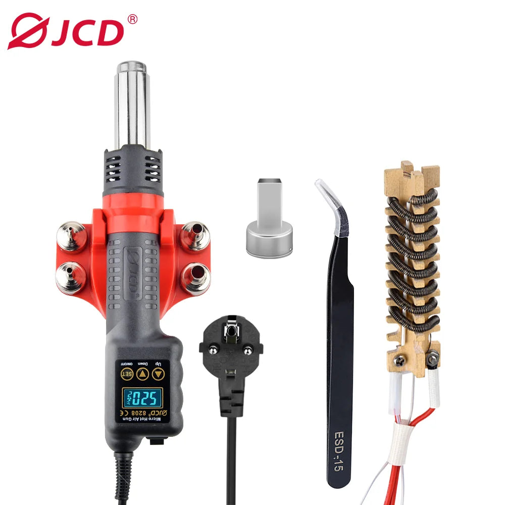 JCD 750W Micro Hot Air Gun 8208 Soldering Rework Welding Station LCD Digital Heat Gun BGA IC Solder Tools With Heat Shrink Tube