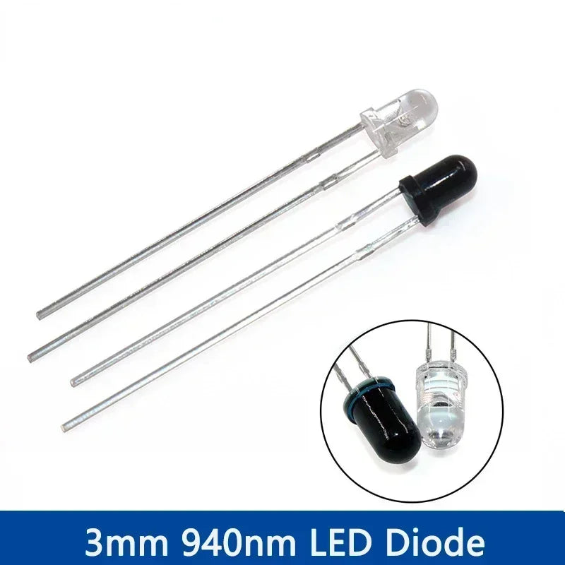 10 Sets Infrared LED Emitter & Receiver Kit 3mm(F3) 5mm(F5) 940nm Diodes 1.4-1.6V 20mA for Sensor Remote Control Projects