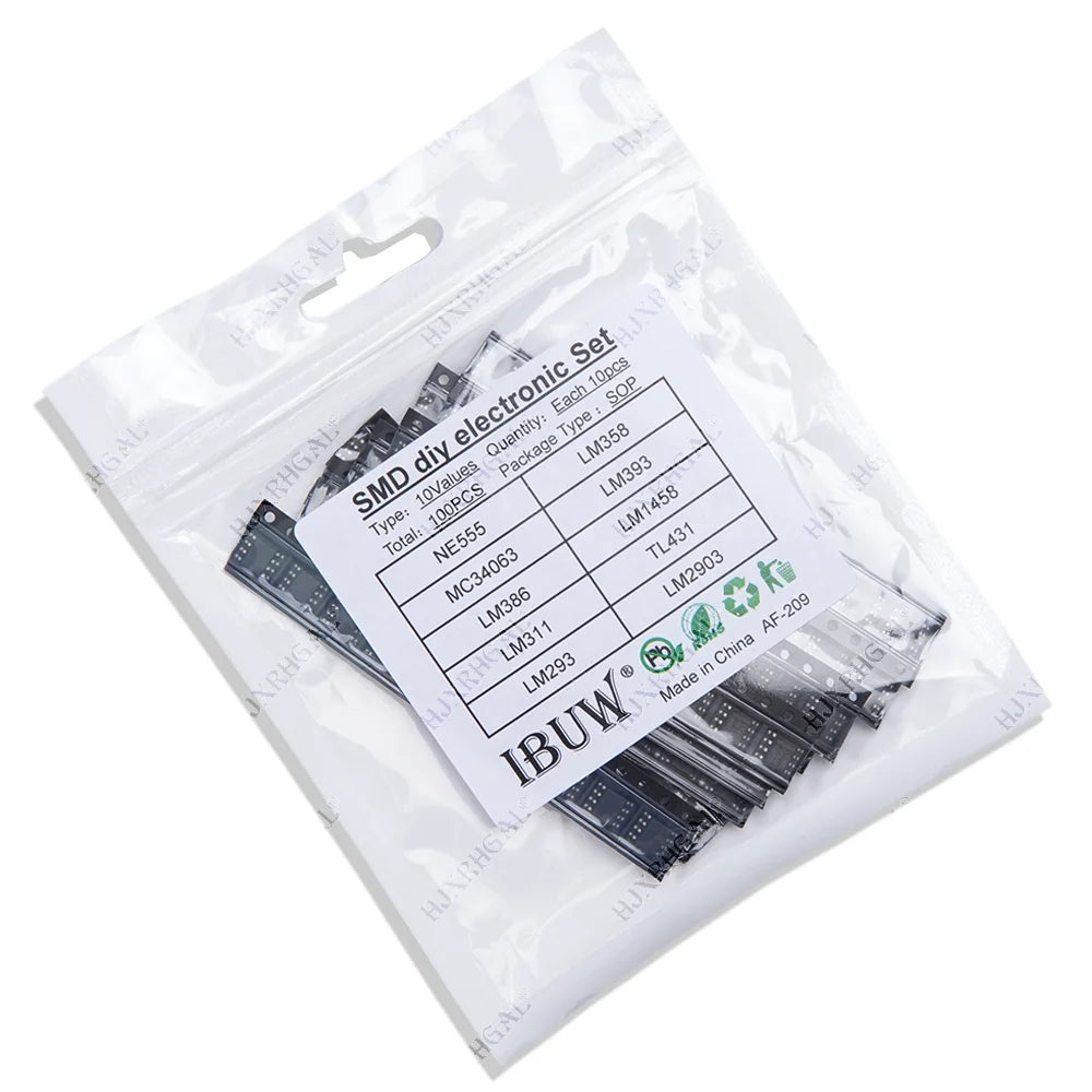10Values*10pcs Amplifier Circuit SMD diy electronic set NE555 LM358 MC34063 LM393 LM386 LM1458 LM311 TL431 LM293 LM2903 SOP8