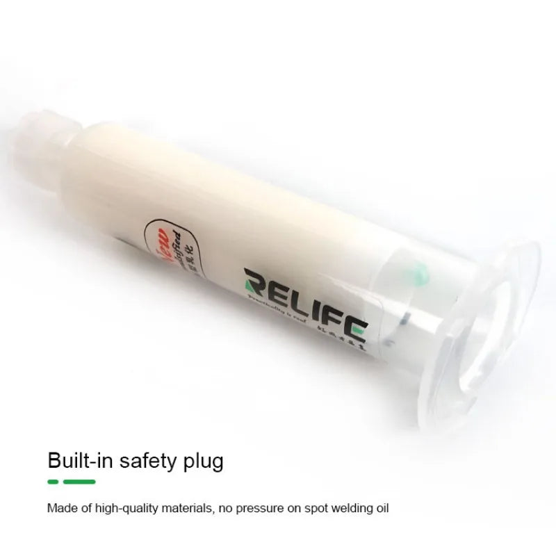 RELIFE F-21 10CC Lead-free and Halogen-free Tin Soldering Paste For PCB Rework Welding Flux Syringe Type Emulsified Solder