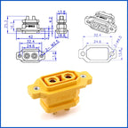 30A XT90NE Lithium Battery Charging Connector Wire Fixed Female Head Welded Type Gold-plating XT90 Terminal Male New Energy Plug