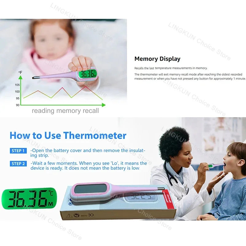 Professional Animal Digital Thermometer with Soft Probe Blue Digital Pet Dog Cat Veterinary Thermometer Waterproof Equipment