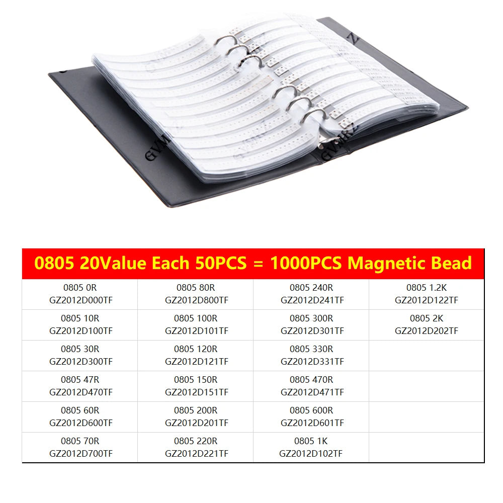 0402 0603 SMD Ferrite Bead Inductance Sample Book Magnetic Laminated Sheet Magnetic Beads Inductance Book Sample Kit 0805 1206