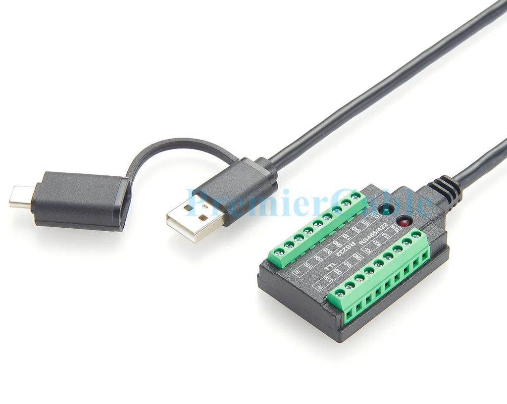 FTDI USB to RS232 RS485 RS422 TTL 3.3V 5V Serial Cable with FT232RNL Chip USB-C USB-A to COM Port Adapter Cable for Windows