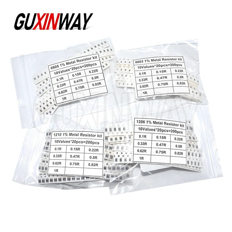 10/20/33/36/60/80 Values 1K 10K 20K 100K 100 200 220 ohm 0402 0805 0603 1206 2512 1210 SMD Resistor Kit Assorted Kit Sample Kit