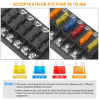 DaierTek 6 Way Fuse Block Blade Fuse Box with Negative Bus 6 Circuit Fuse Holder Fuse Block W/Negative Bus For 12V 24V Auto