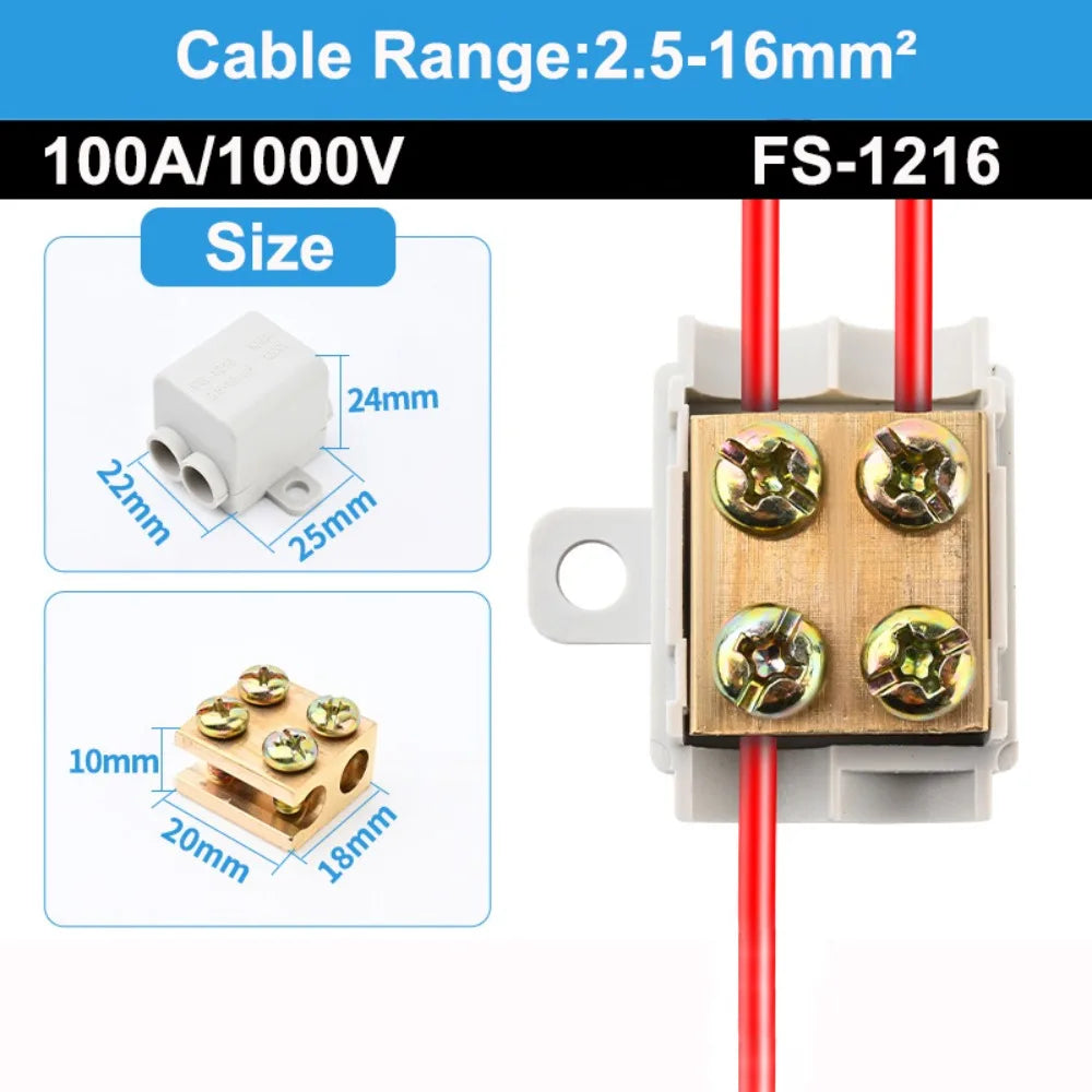 New Conductor Brass High Power Splitter Large Current Universal Quick Terminal Block Terminal Blocks Electrical