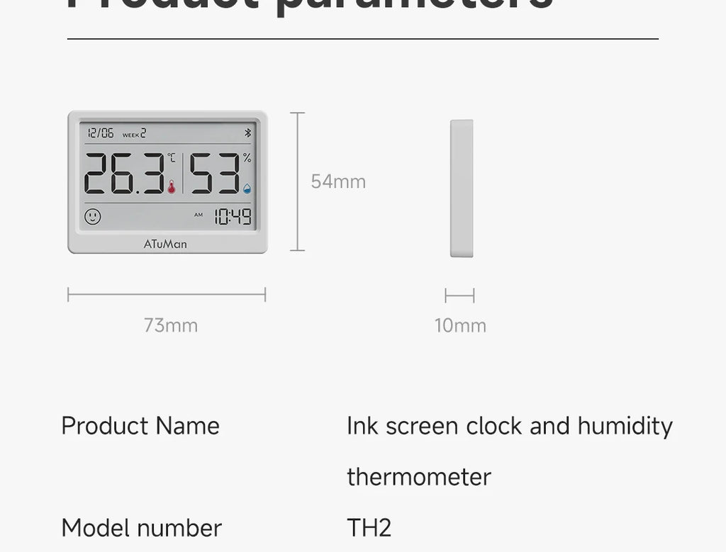 DUKA TH2 E-ink Smart Hygrometer Thermometer Home Indoor Temperature Humidity Meter Sensor Gauge Weather Station Mijia Home APP