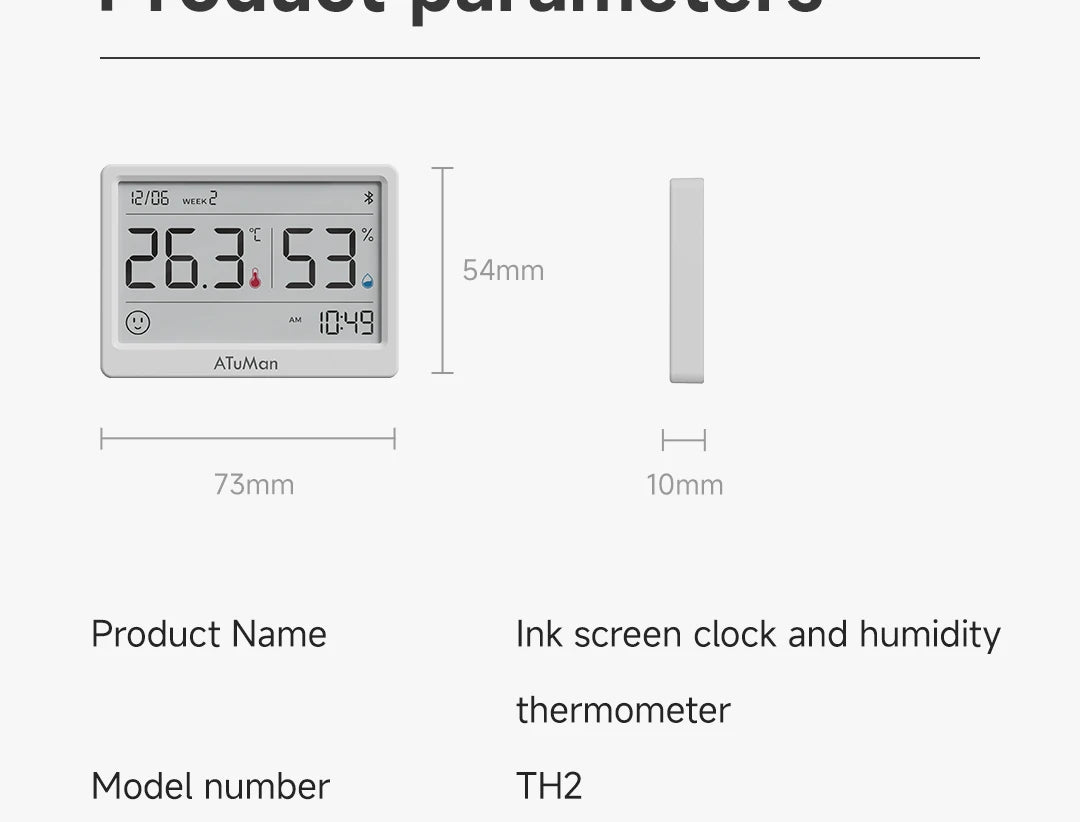 DUKA TH2 E-ink Smart Hygrometer Thermometer Home Indoor Temperature Humidity Meter Sensor Gauge Weather Station Mijia Home APP