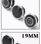 12/16/19/22mm Short Stroke Oxide Blcak Shell Metal Button Switch Waterproof Flat Head With Power LED Light Momentary 1NO 6V 24V