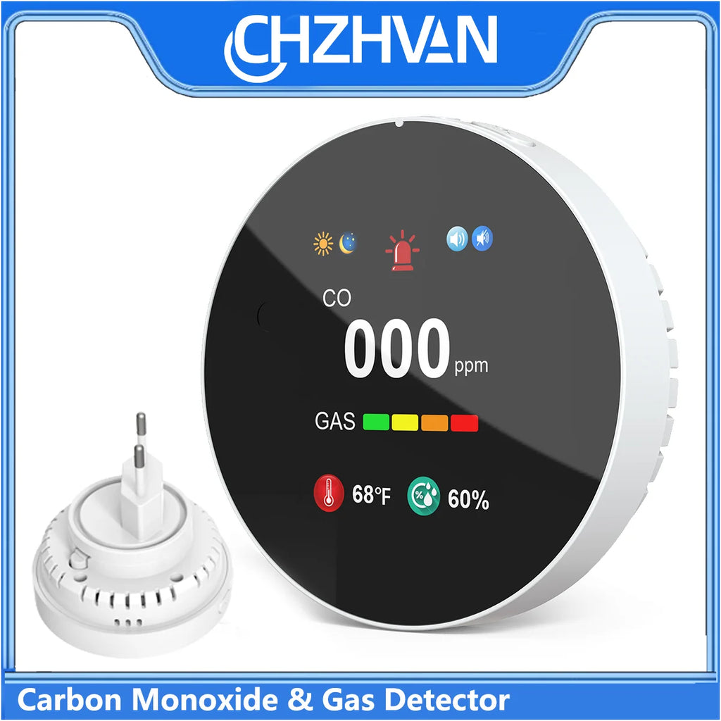 Combination Gas&Carbon Monoxide Detector 4-in-1 Natural Gas Leak&CO Alarm with Temperature&Humidity for Home security protection