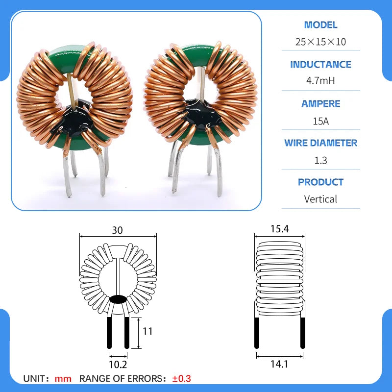 25x15x10 Toroidal Common Mode Inductor Toroidal Choke MnZn Ferrite Power Supply DC Filter Inductor