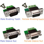 RS232 RS422 RS485 Riveted Socket Nuts DB9 DR9 DE9 Female Male Adapter to 3Pin Signal Terminal Breakout Board