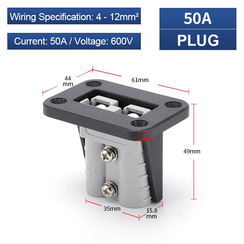 1pcs 50A 600V Battery Power Connector High Current Forklift Electrical Wire Connector Quick Plug Car Battery Charging Connector