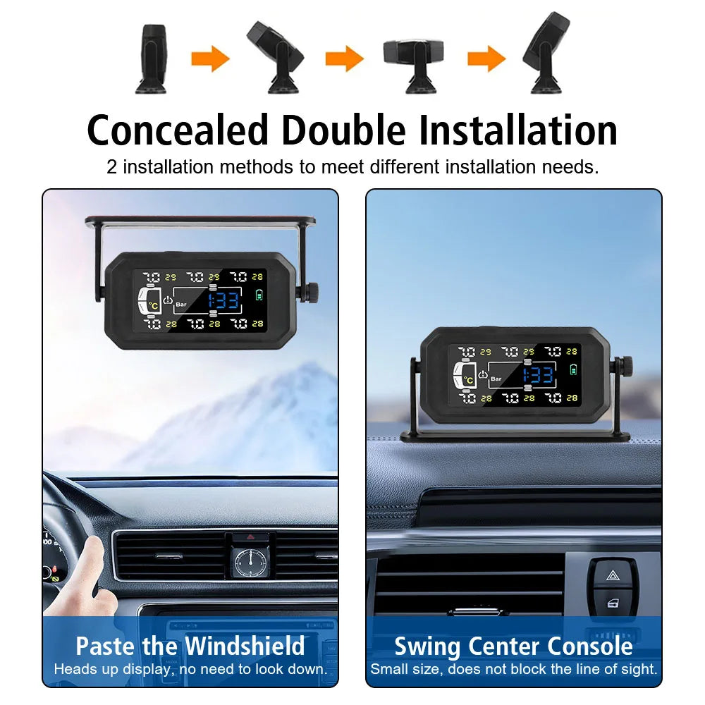 H13 Truck Car Tyre Pressure Monitor 6 External Sensors Tire Pressure Monitoring System Intelligent Temperature Warning Fuel Save
