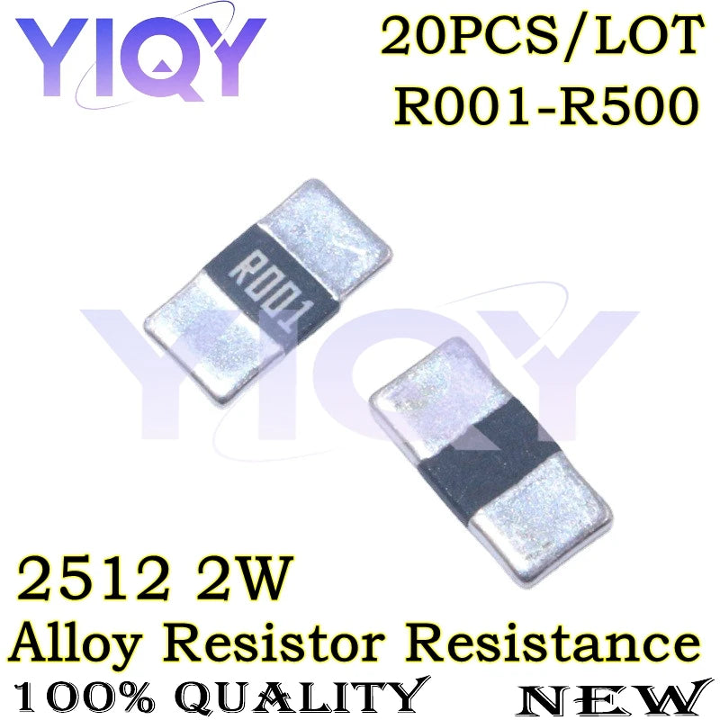 20PCS 2512 1% 2W SMD Alloy Resistor Resistance R001 R002 R005 R008 R010 R040 R050 R060 R070 R100 R120 R150 R200 R250 R300 R500
