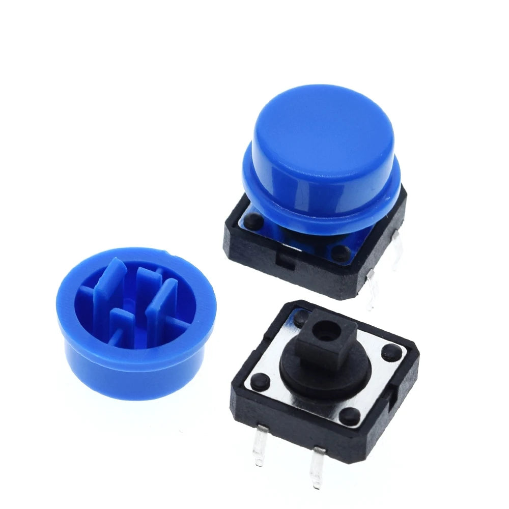 TZT 25PCS Tactile Push Button Switch Momentary 12*12*7.3MM Micro switch button + 25PCS Tact Cap(5 colors) for Arduino Switch