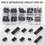 85Pcs Integrated Circuit Chip Kit 10 Value IC Chip NE555 LM324 LM393 UA741 ULN2803 LM358 LM386 NE5532 ULN2003 PC817